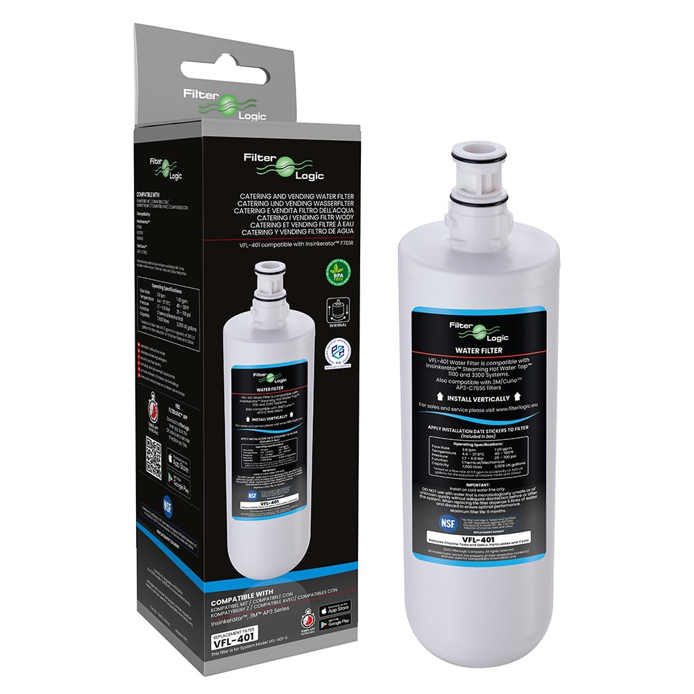 Filterlogic VFL-401 Insinkerator - Water Filter Cartridge Compatible - F701R Also Replaces 3M/Cuno AP3-C765-S Filters for Insinkerator 1100 & 3300 Steaming Hot Water Tap