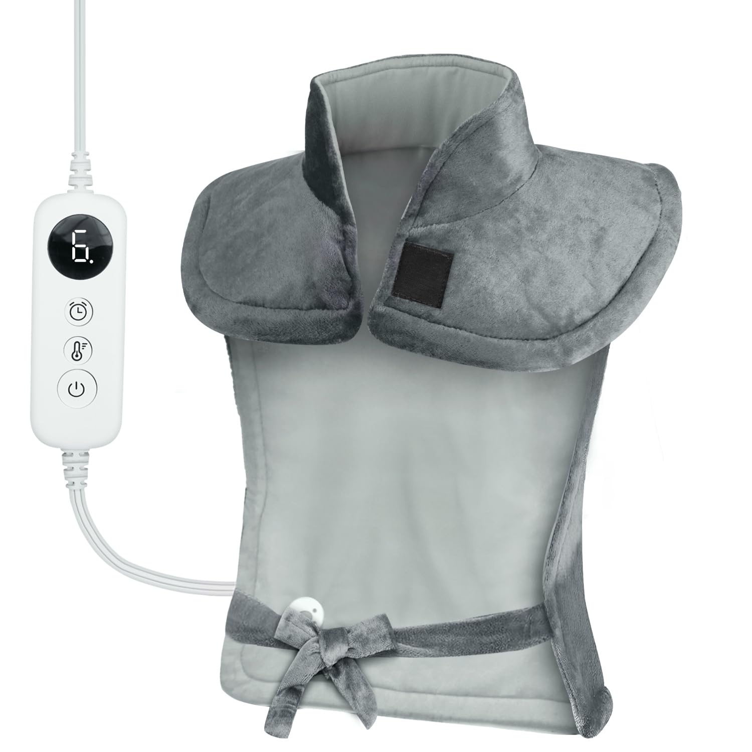 Heating Pad for Back Pain Relief 24'' × 33'' Weighted Heating Pad for Neck and Shoulder Cramps 6 Heat Settings 6 Timers Auto Off Birthday Gifts for Women Men Mom Dad ETL Certified Gray