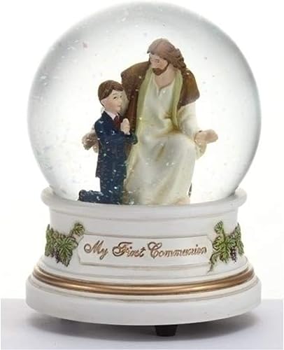 Regalo de Roman Inc, Sacramentos, Primera Comunión, 5.5 pulgadas de alto, 3.937in, cúpula musical para niño, religioso, inspirador, duradero (5 x 5