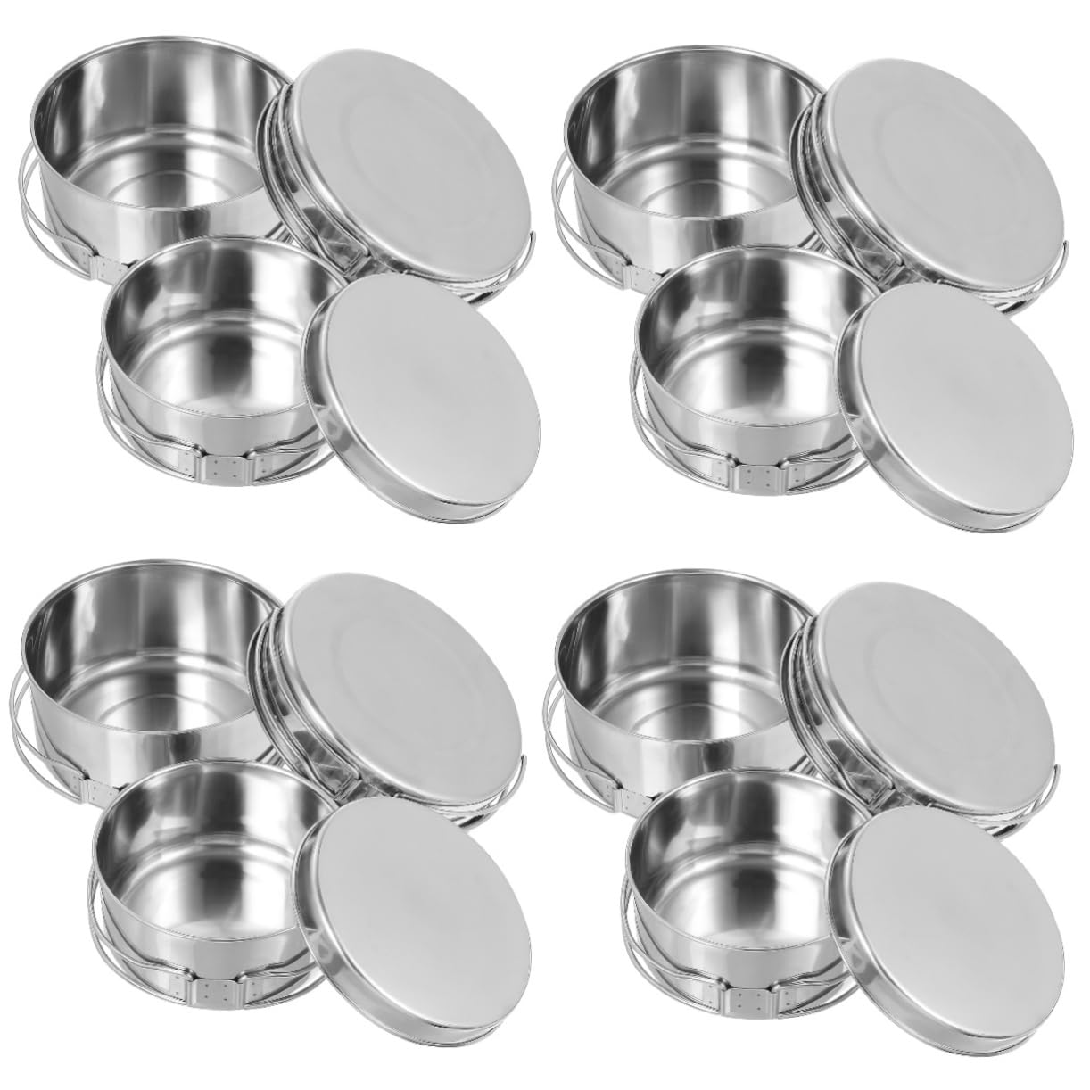 Toyvian Ustensiles De Cuisine en Acier Inoxydable Casseroles De Camping Portables Empilables Poêles Gigognes Équipement De Camping Peu Encombrant Poêle De Pique- Pliante Kit