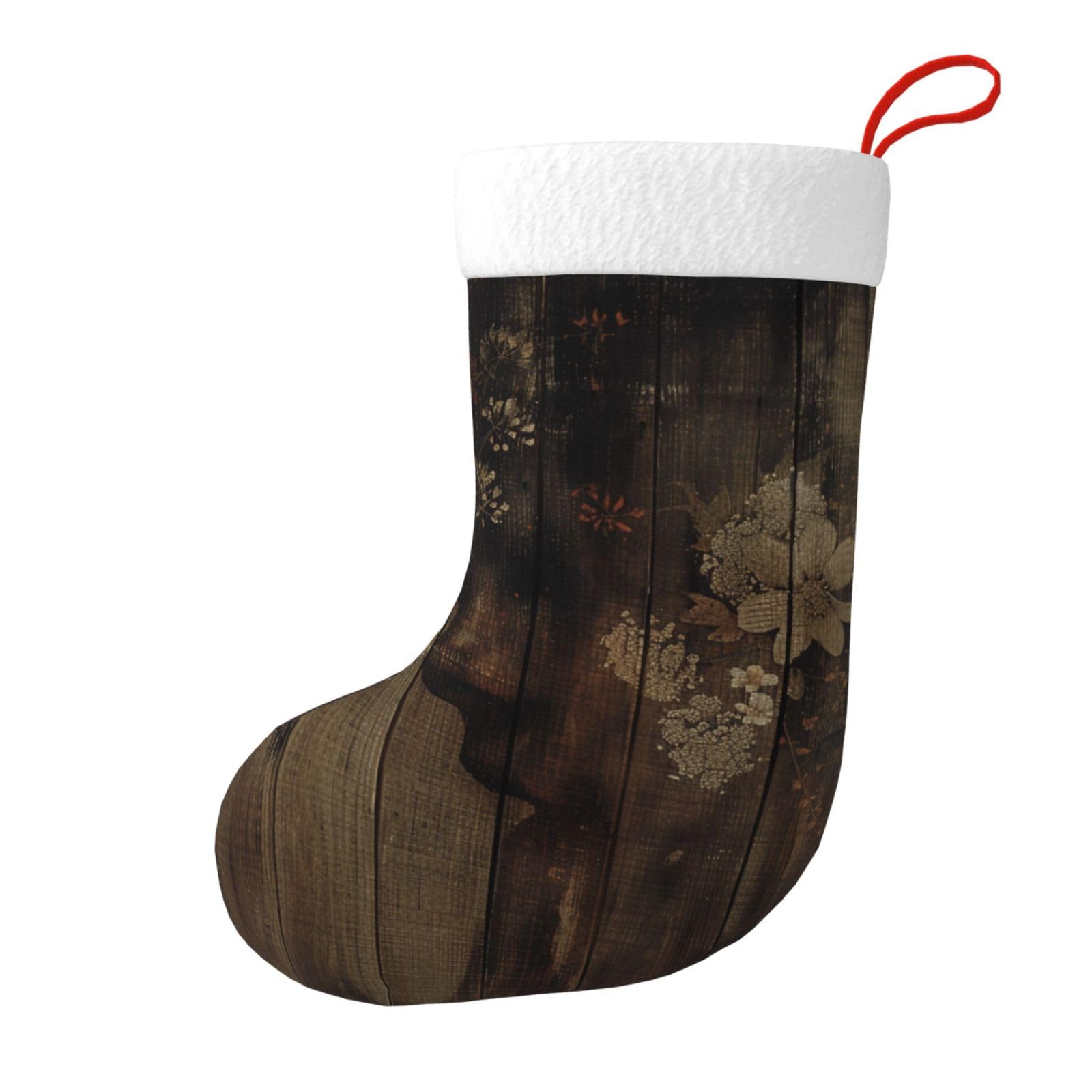 Board Print Christmas Stocking, 28x45cm Holiday Hanging Stockings for Fireplace, Tree Decorations, Gift Giving, and Party Festive Decor