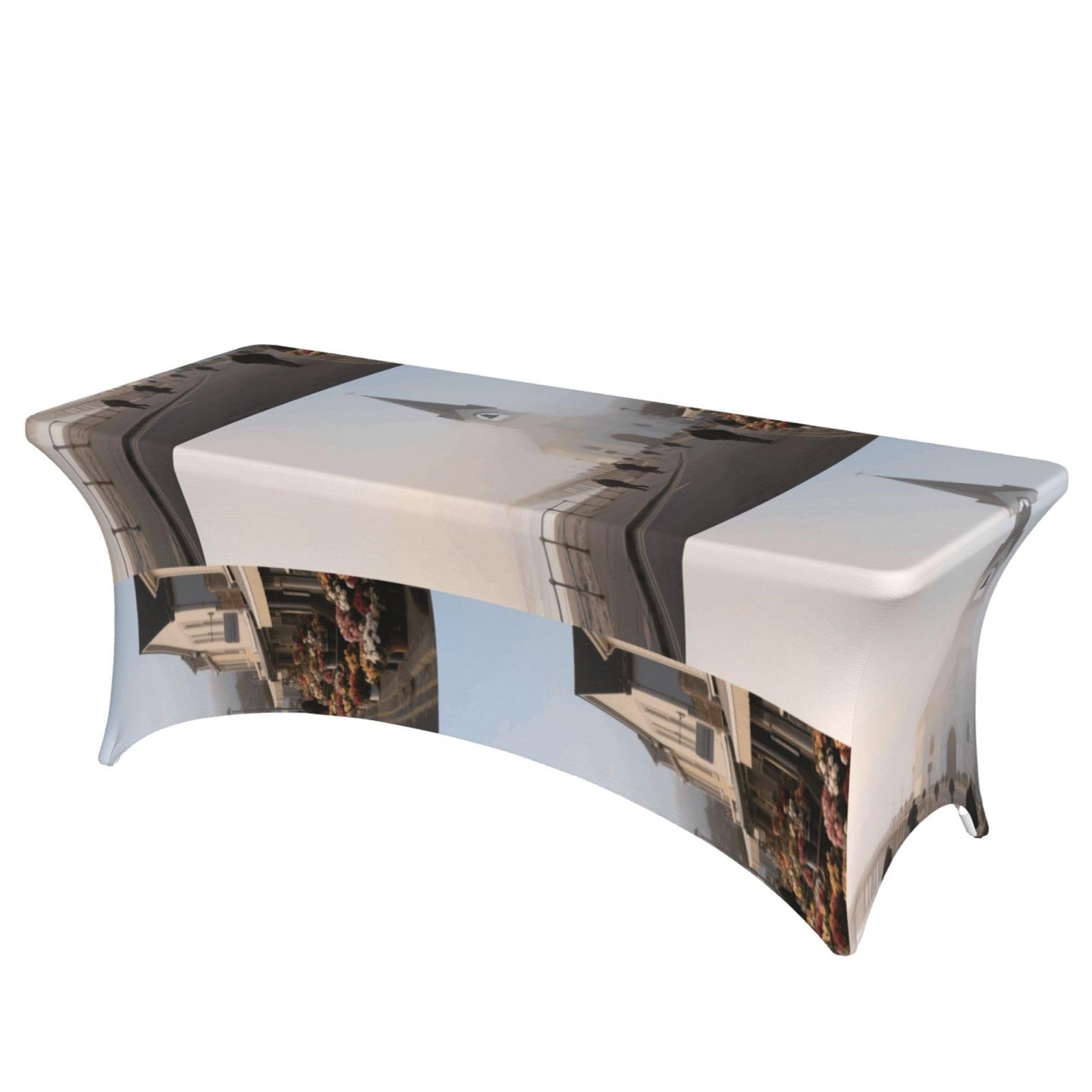 LMNGH Town Decorative Tablecloth Protector for Wedding, Banquet & Parties6FT Spandex Rectangle Tablecloths, Stretch Washable Table Cloth Wrinkle Free Patio Table Cover