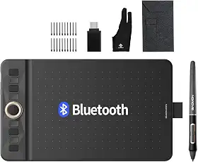 Tablet de desenho Bluetooth GAOMON WH851 tablet gráfico de 8 x 5 polegadas, tablet de arte digital suporta níveis 16384, mostrador intuitivo com 8 teclas de atalho, porta tipo C, funciona com Windows,