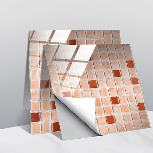 10 hojas de azulejos impermeables para losetas en muro de cocina, estilo mosaico, azulejos autoadhesivos, azulejos de PVC, azulejos de pared de