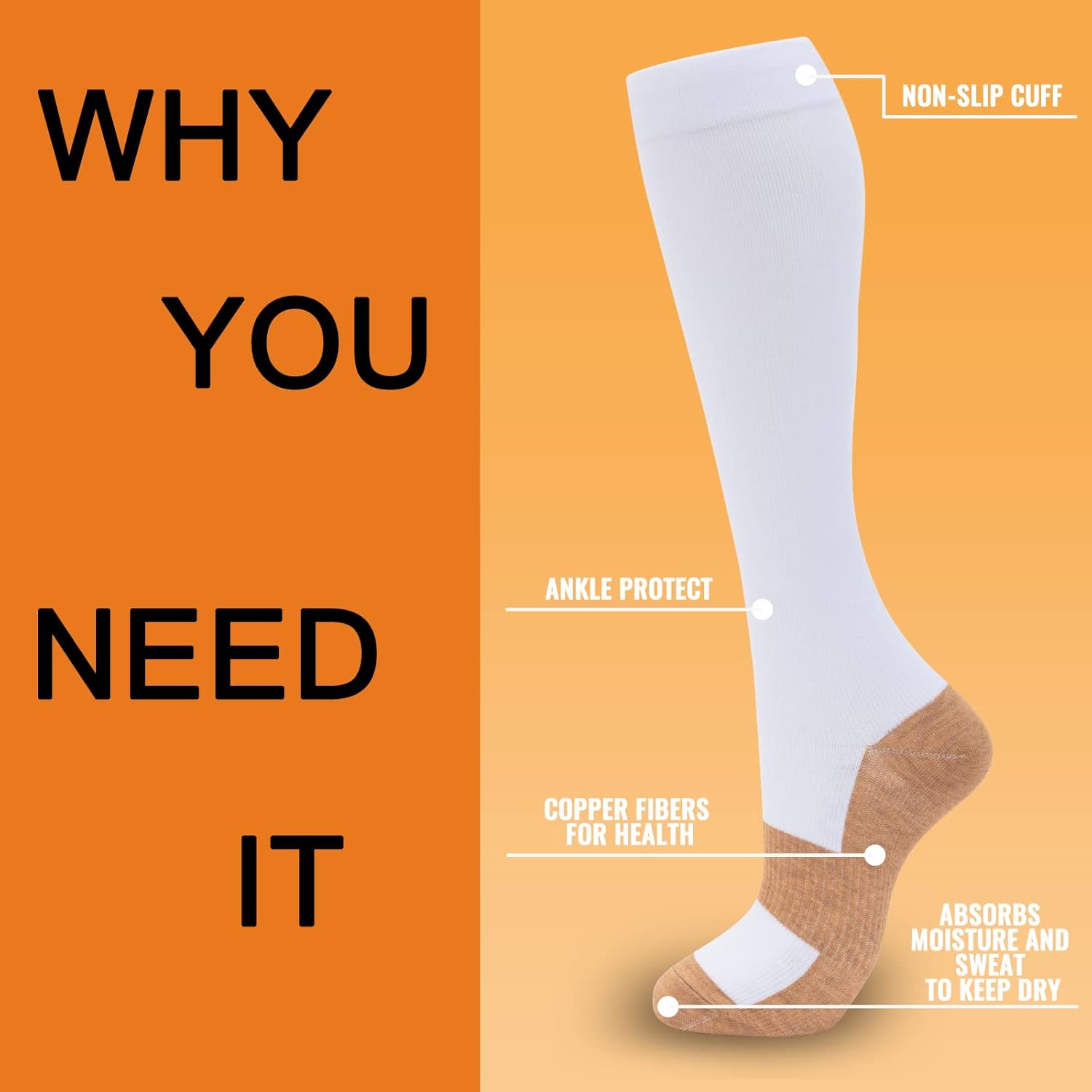 fenglaoda 4 Pairs Compression Socks for Women & Men Knee High Nurse Pregnant Cute Fun Medical Running Travel Athletic - Image 2