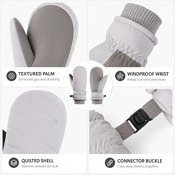Eohak Winter Ski Mittens for Women Men - Warm Water-repellent Snow Mittens for Cold Weather
