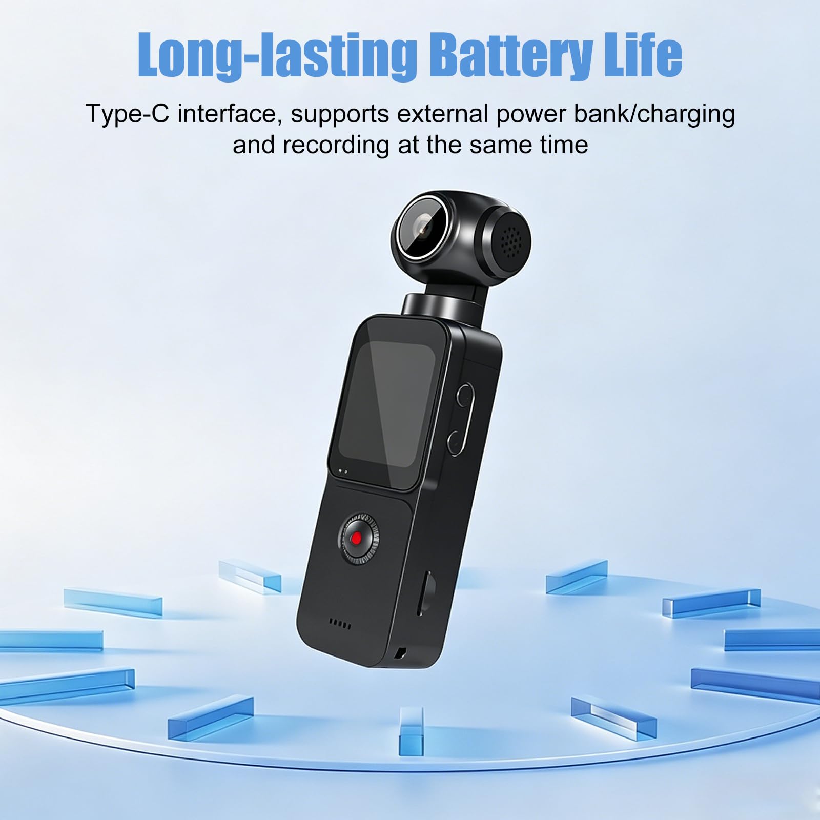 OBEST Sports Camera 4K Mini Vlog Camera, Cámara de acción portátil con rastreo Facial, Pantalla táctil de 1,69 Pulgadas, ELS Anti Shake, Apto para Deportes al Aire Libre, Conducir, Viajar, Vlog
