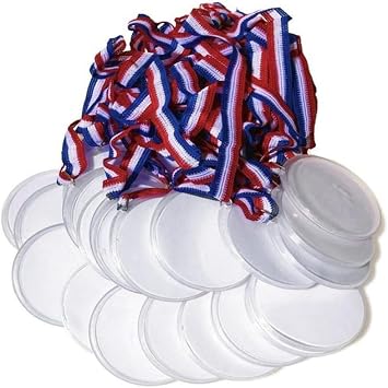 24 DIY Medals Blank Style Winner Medals with Ribbons, Make Your Own Award Medals, DIY Medals for Kids, Business, Competitions Sports Games Party Favors Festivals