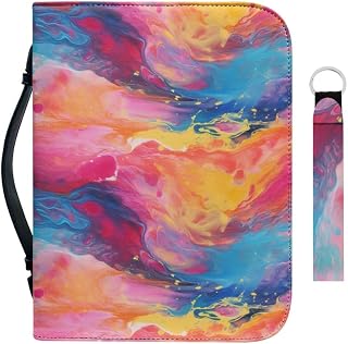 Garronmavis Pintura fluida de acuarela, 2 piezas, cubierta bibliográfica para mujer, pinturas coloridas, elegante, bolsa de libros, arte abstracto, iglesia, estudio, fundas para libros, tamaño L