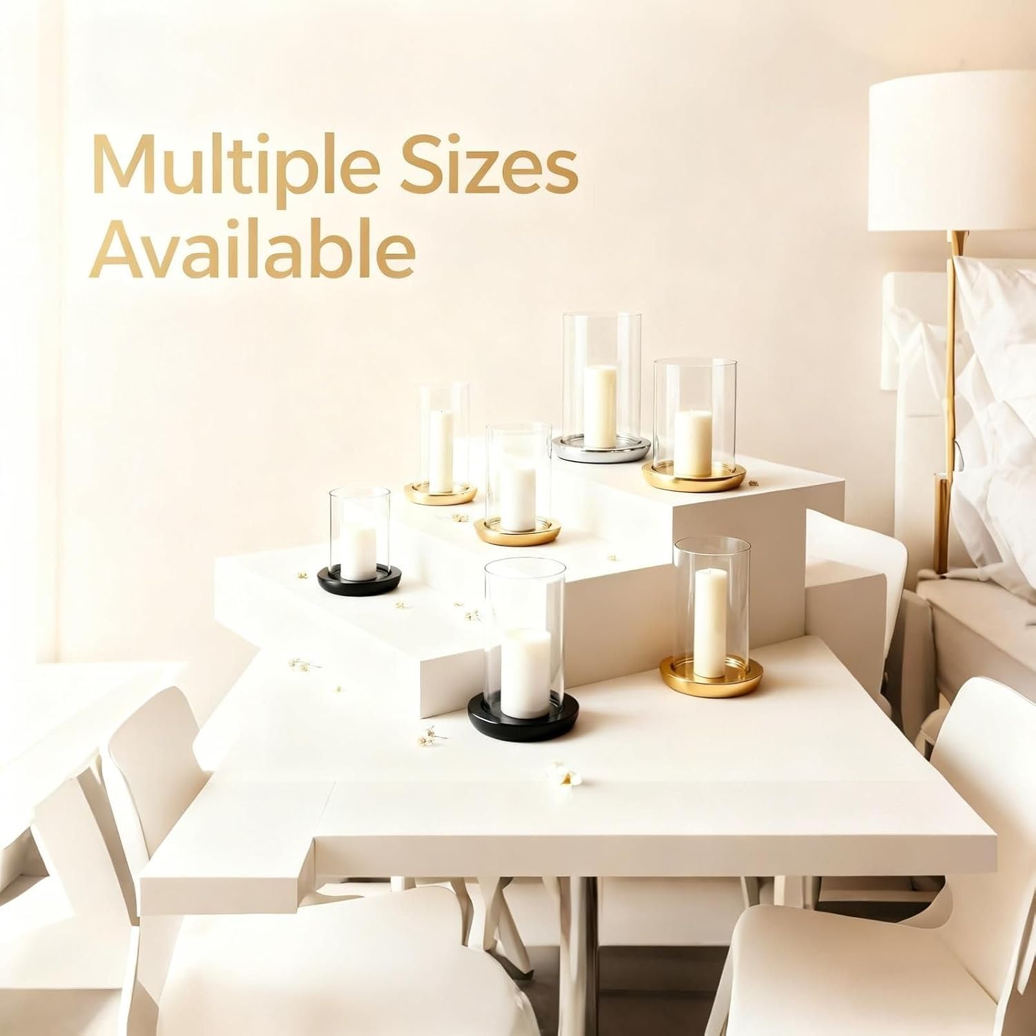 Glass Hurricane Candle Holder-Multiple Sizes Clear Glass Cylinders, Open-Ended Bottomless Design for Pillar & Taper Candles (1 Piece) (5''Wide x 8''Tall)