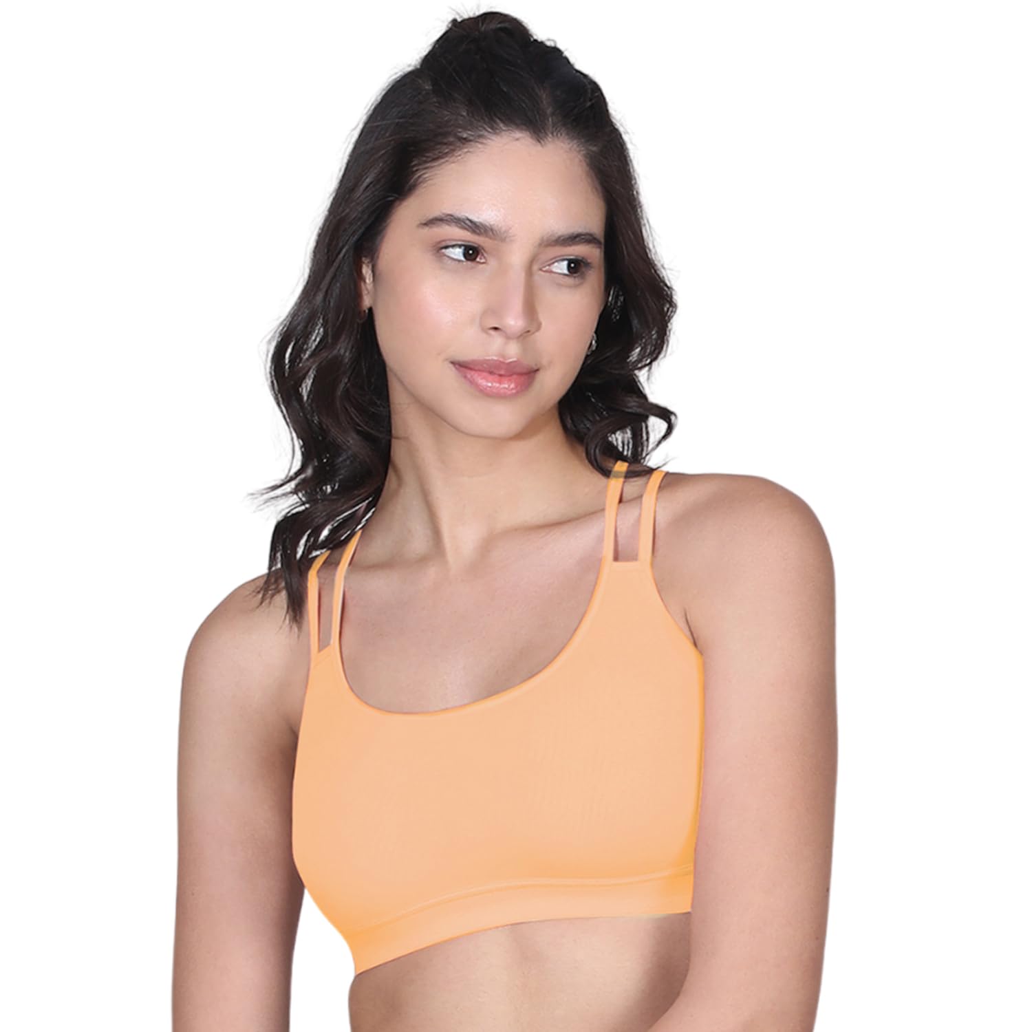 Essentials Padded Sports Bra for Women | High Impact Criss Cross | Removable Pads | Non Wired Bralette | Full Coverage | Elasticated Underband | Daily Use Gym & Yoga | Coral Pack of 1-image-28