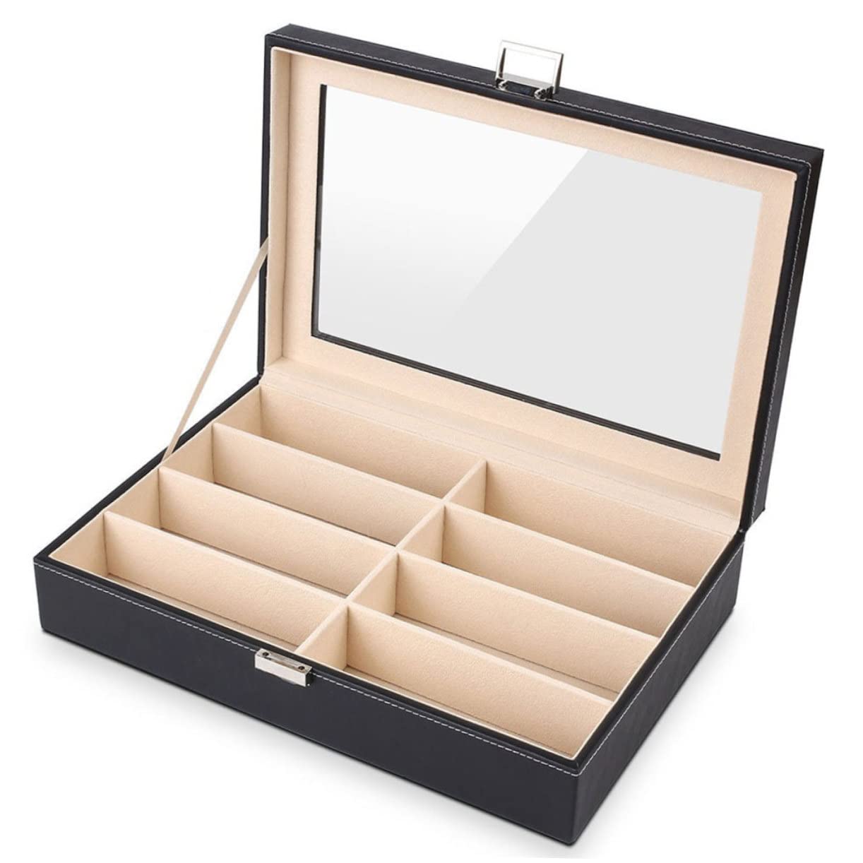 FOMIYES Boîte de Rangement Protection et Affichage Élégant en Cuir Pu Couleur Noir pour Lunettes de Soleil et Montres pour Usage Personnel Magasin