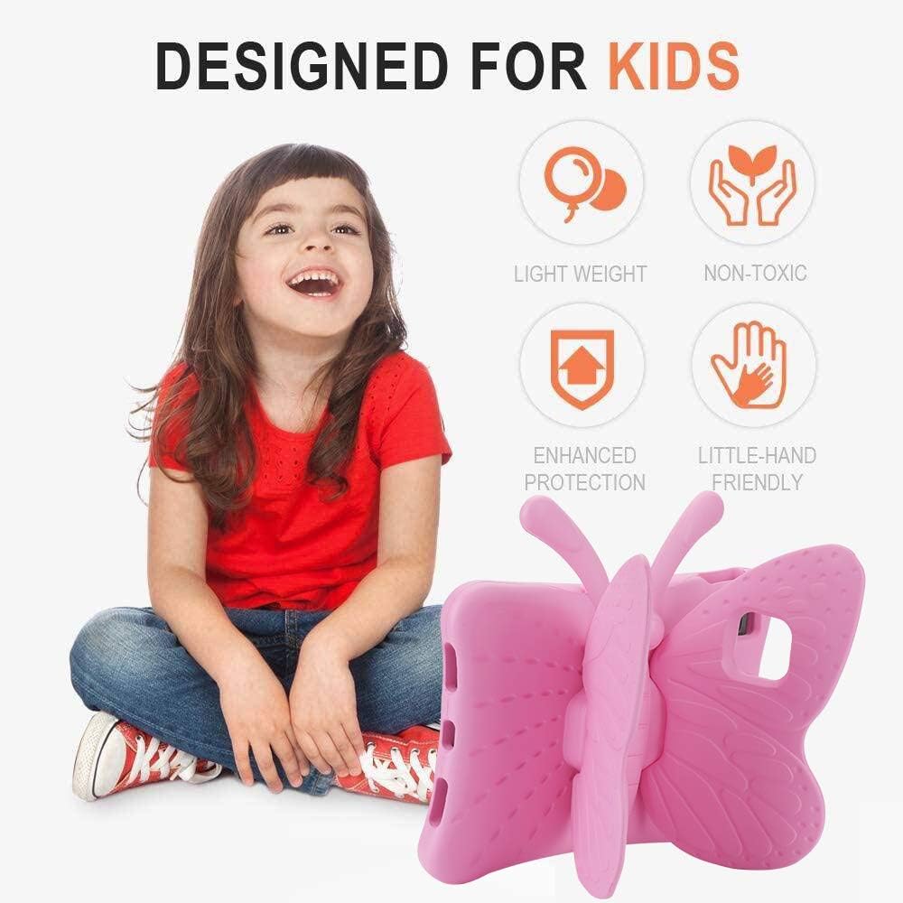 Simicoo iPad Air 4 5 6 10.9 case iPad Pro 11 2024 2022 Case for Kids Girl 3D Cute Butterfly Case with Stand Light EVA Shockproof Rugged Drop Protection Full Cover Kids case for Kids Gift (Pink)