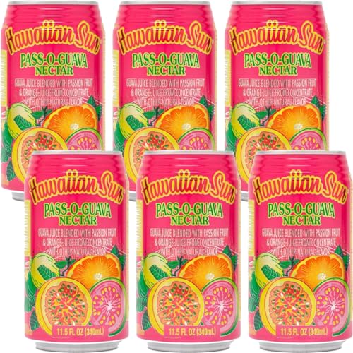 Hawaiian Sun Drinks - Pass-o-Guava Nectar (11.5floz x 6 cans) - Tropical Refreshing Juice