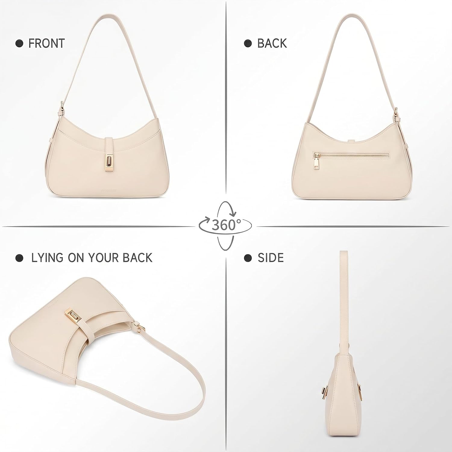 APHISON Crescent PU Leather Underarm Shoulder Bag, Multi Pocket Retro Handbag for Women