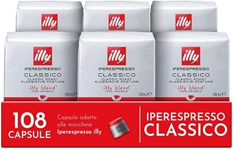 illy, Iperespresso Classic Coffee Capsules, 108 Total Capsules | 100% Arabica with notes of orange blossom and jasmine, soft taste and sweet aftertaste, 6 packs of 18