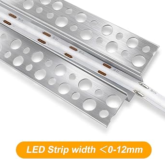 LEDLightsWorld Plaster-in Aluminum LED Profile, 6 Pack 3.3ft/1M with Milky Diffuser for 12mm LED Strip, Trimless Plaster Channel for Ceiling and Wall [Energy Class G]