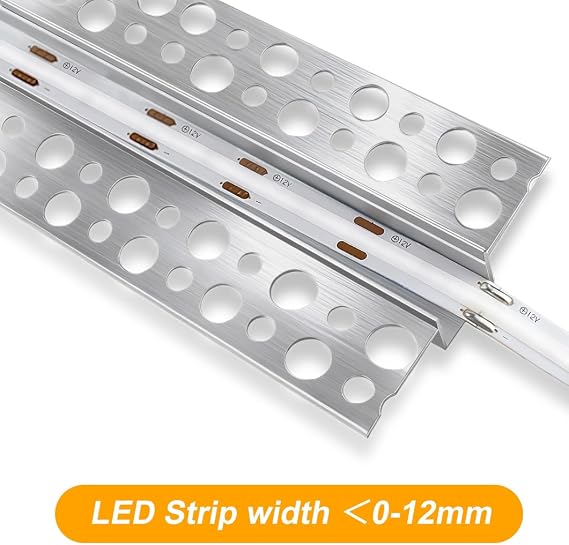 LEDLightsWorld Plaster-in Aluminum LED Profile, 6 Pack 3.3ft/1M with Milky Diffuser for 12mm LED Strip, Trimless Plaster Channel for Ceiling and Wall [Energy Class G]