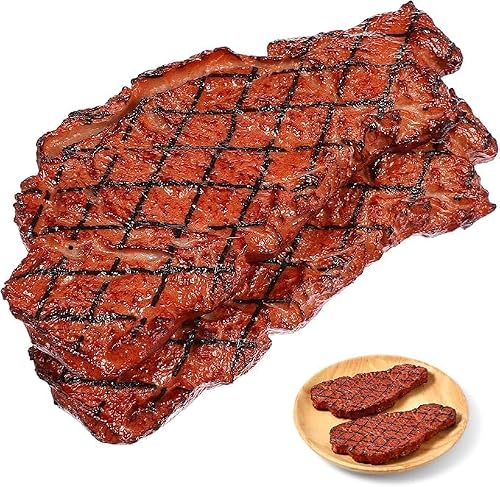 Niltracy 2Pcs Artificial Fake Steak Simulation Food Fake Cooked Roast Beef Meat Home Kitchen Decoration Market Display Photography Props