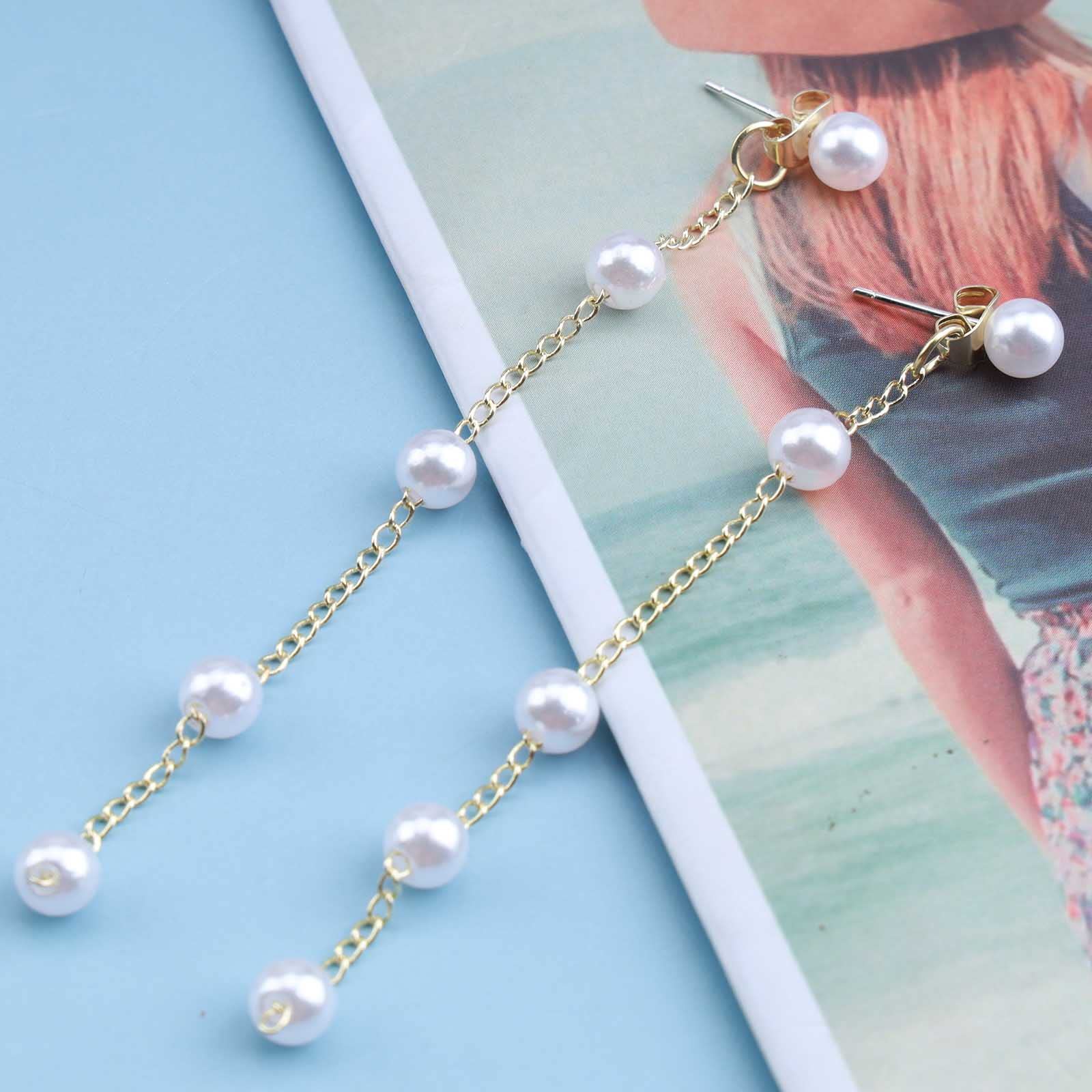 Orecchini da sposa a goccia – Orecchini da sposa unici con perle d'acqua dolce, orecchini pendenti stile lampadario Boho, orecchini lunghi e moderni - Italia