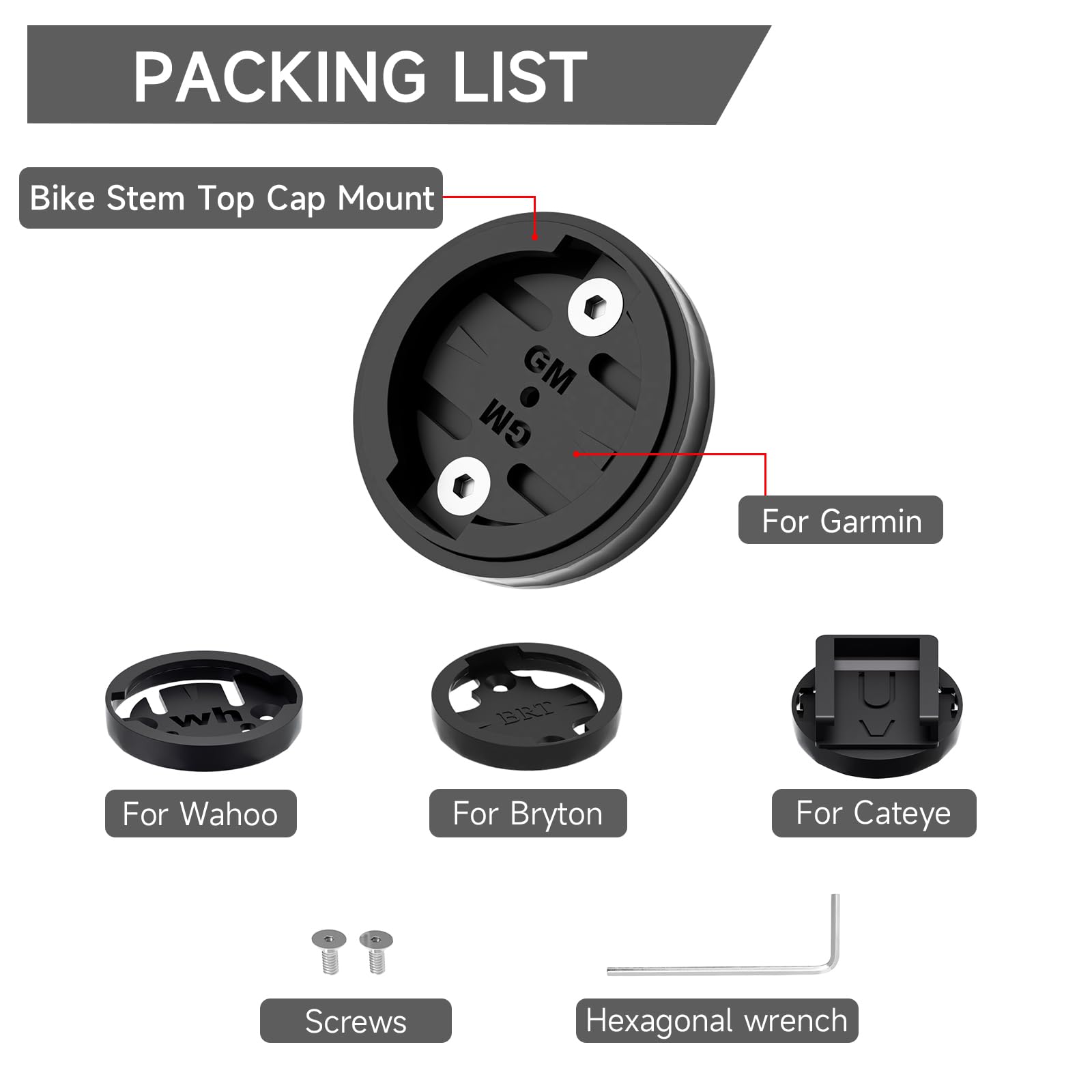 Garmin Stem Mount,Aluminum Alloy Bike Stem Top Cap Mount Holds Garmin Devices Securely,Garmin Top Cap Mount Compatible with Garmin,Wahoo,Bryton,Cateye Bike GPS Computer, Great for Road/Mountain Biking