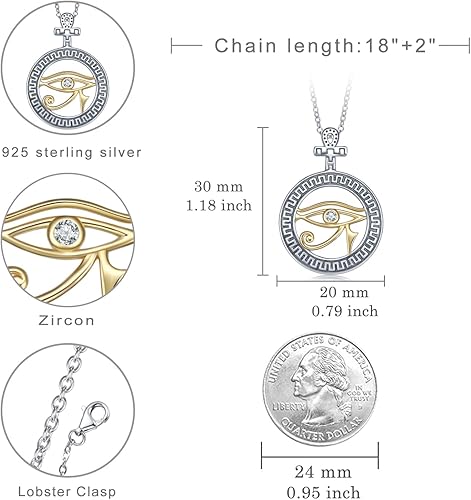 Miniatura 6 de Collar de plata de ley 925 con dije de ojo de Horus egipcio, protección Ankh egipcia, amuleto, regalos para mujeres, hombres y adolescentes, Plata