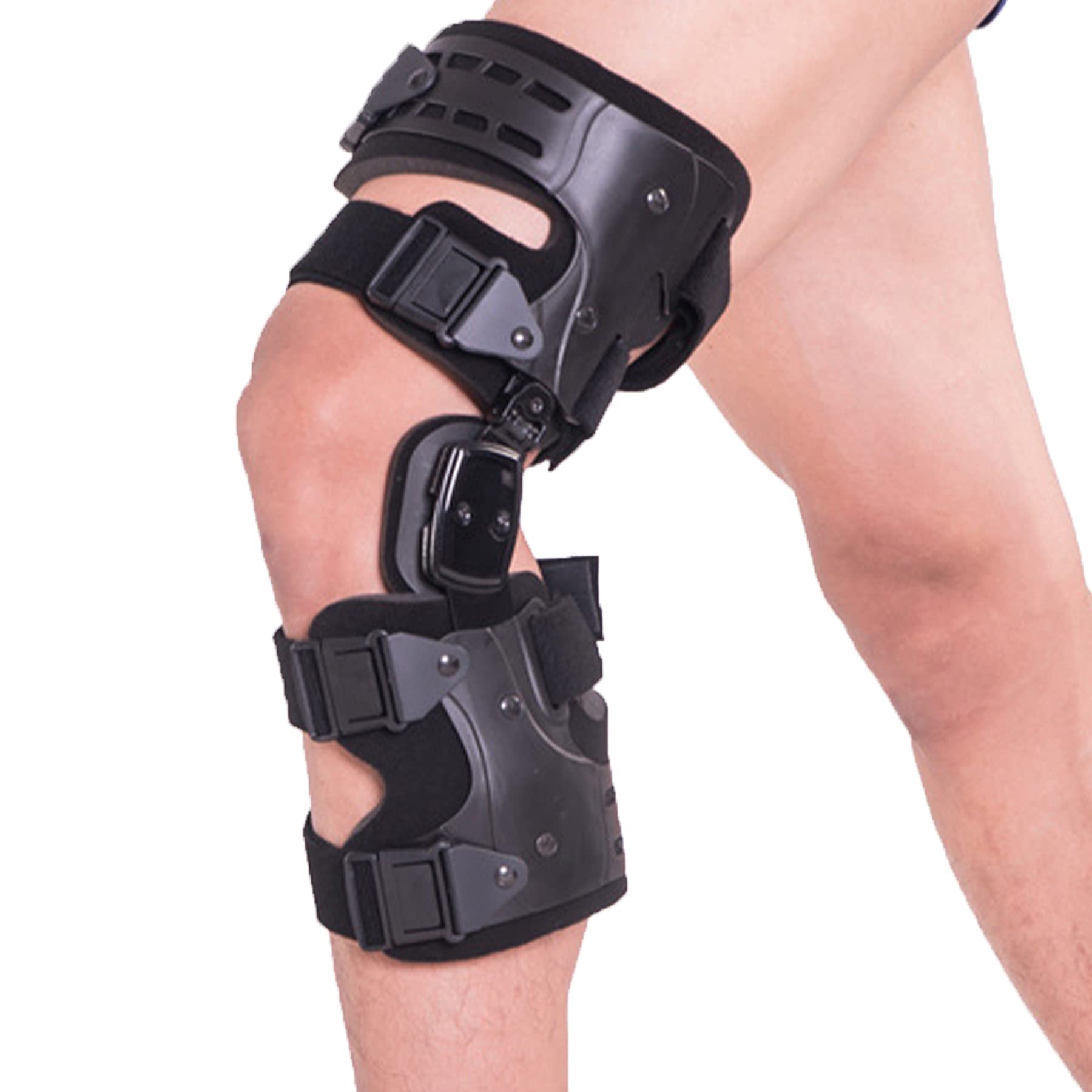 Rodillera con bisagras ROM para Artritis ACL PCL Desgarro de menisco Osteoartritis Recuperación postoperatoria Soporte de recuperación Ajustable Estabilizador de Pierna se Adapta,Left
