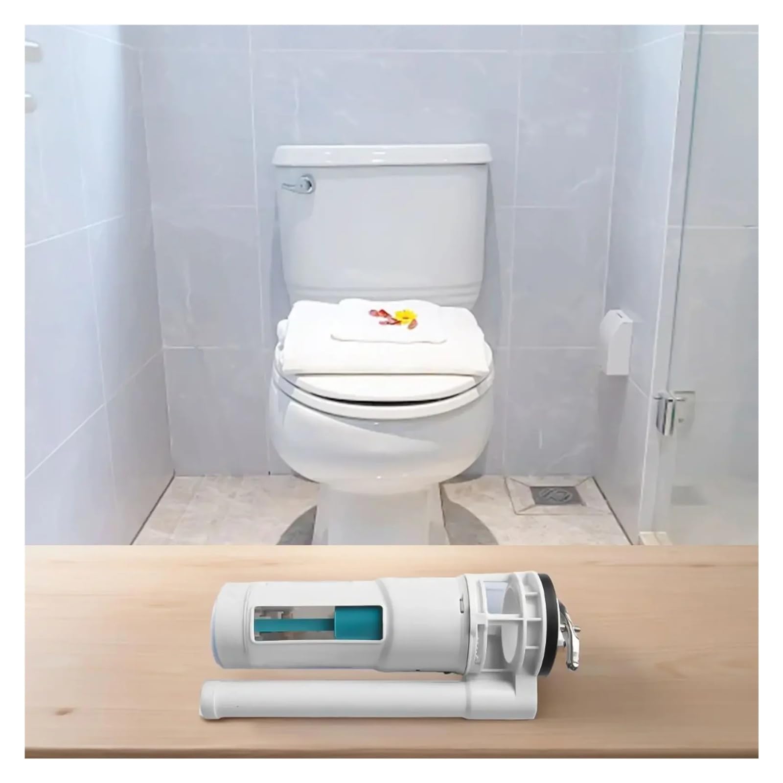 Fluxómetro manual para inodoro Cisternas de inodoro con orificio pasante roscado, válvula de doble descarga con tubo de rebose ajustable