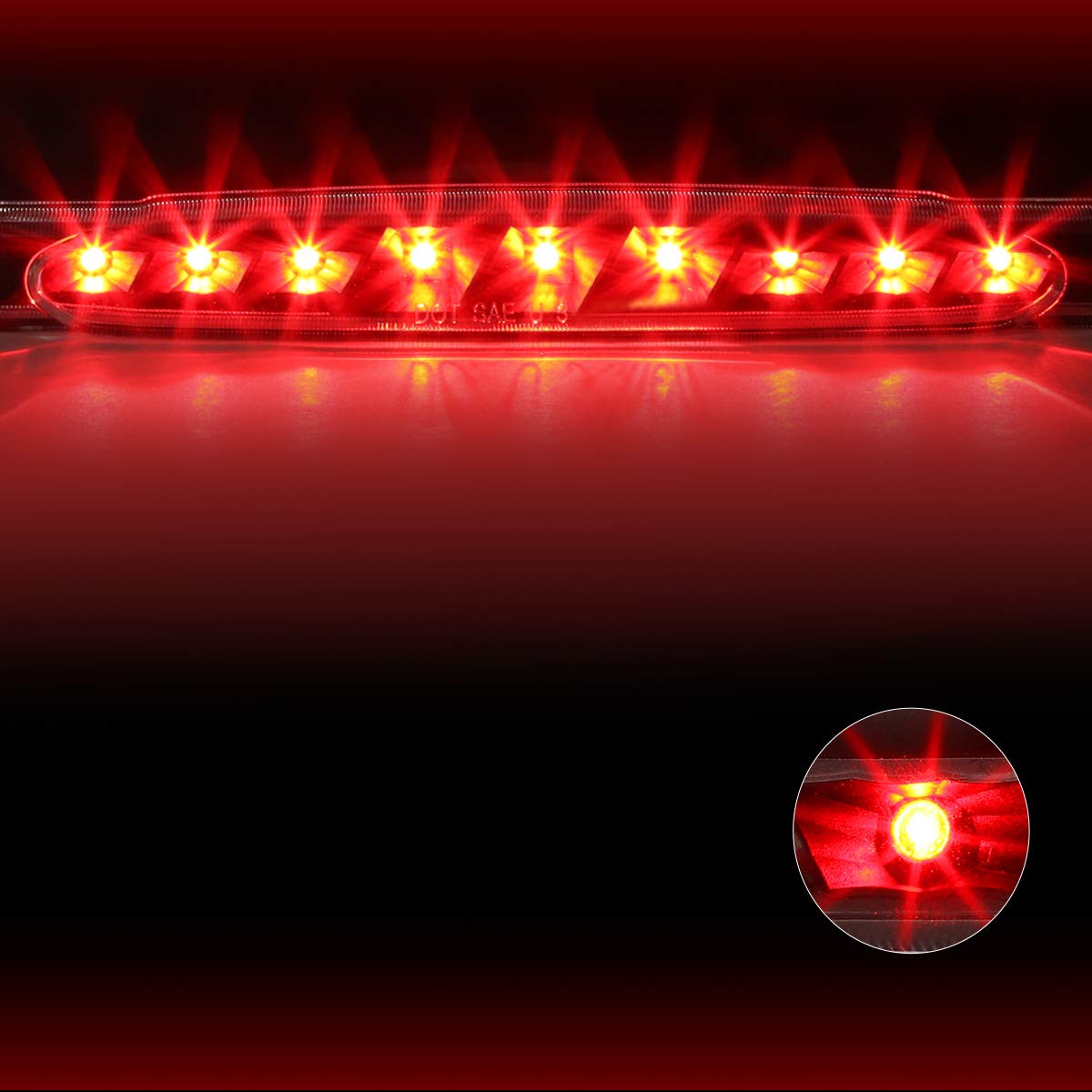 PM PERFORMOTOR LED 3rd Third Brake Light High Mount Stop Light Compatible with Chevy Corvette 97-04,Black Housing/Clear Lens