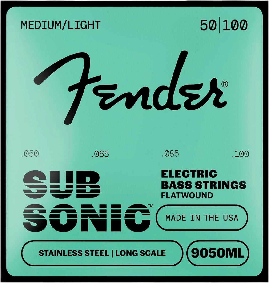 Fender 9050 Bass Strings, Stainless Steel Flatwound, 9050ML .050-.100,
