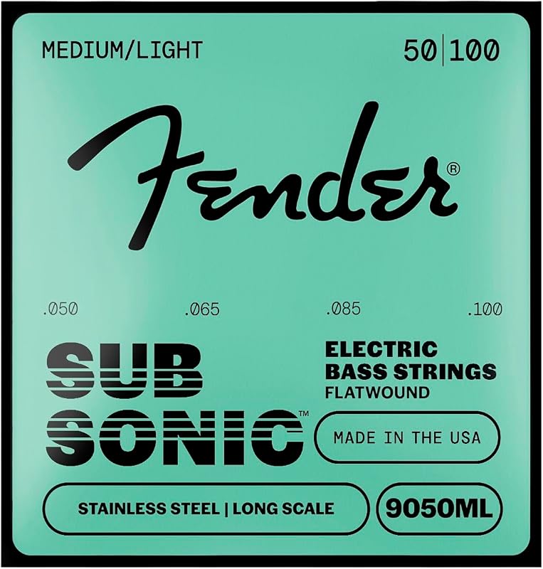 Fender 9050 Bass Strings, Stainless Steel Flatwound, 9050ML .050-.100,
