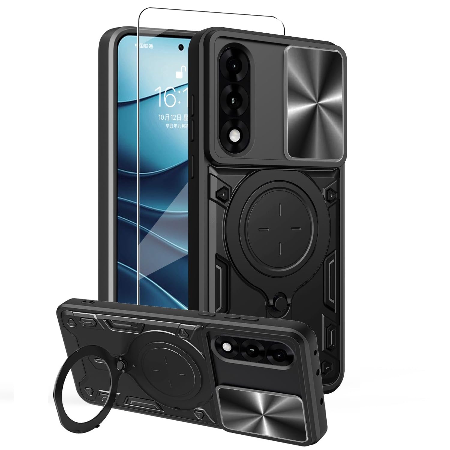 ZMONE for OnePlus Nord 5 5G Case Cover with Screen Protector, Built Slide Camera Protection Cover,Military Heavy Duty Protective Phone Case - Black