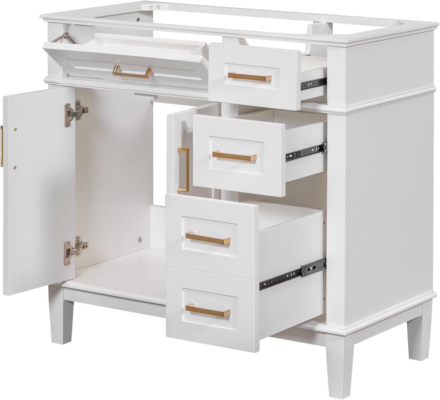 Amazon.com: Yozma 36 inch Bathroom Vanity Without Sink White, Solid ...