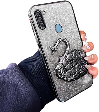 حافظة لهاتف Samsung Galaxy A11 y M11 مع بريق البجعة اللامع، مقاوم للسقوط، طراز فاخر خفيف، غطاء ناعم مقاوم للصدمات من مادة TPU للنساء والفتيات، متوافق مع Samsung Galaxy A11 y M11 E