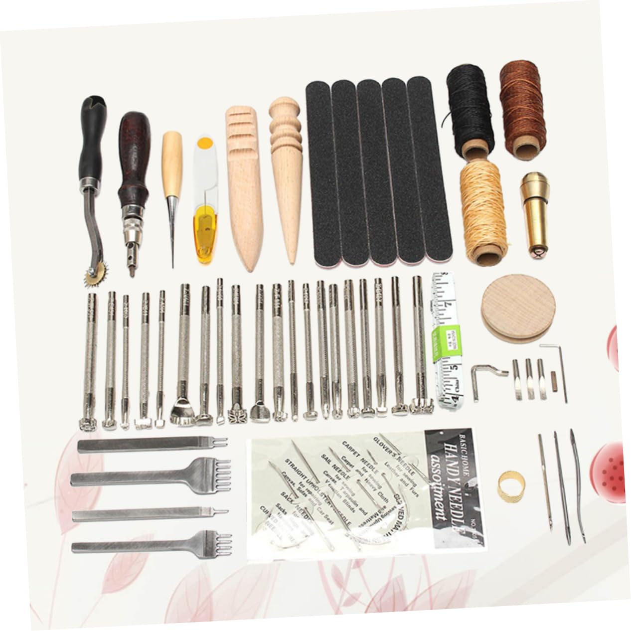 NUOBESTY kit de herramientas de cuero kit de accesorios de costura costureros completos costurero completo caja de herramientas kits de herramientas de artesanía de cuero suite