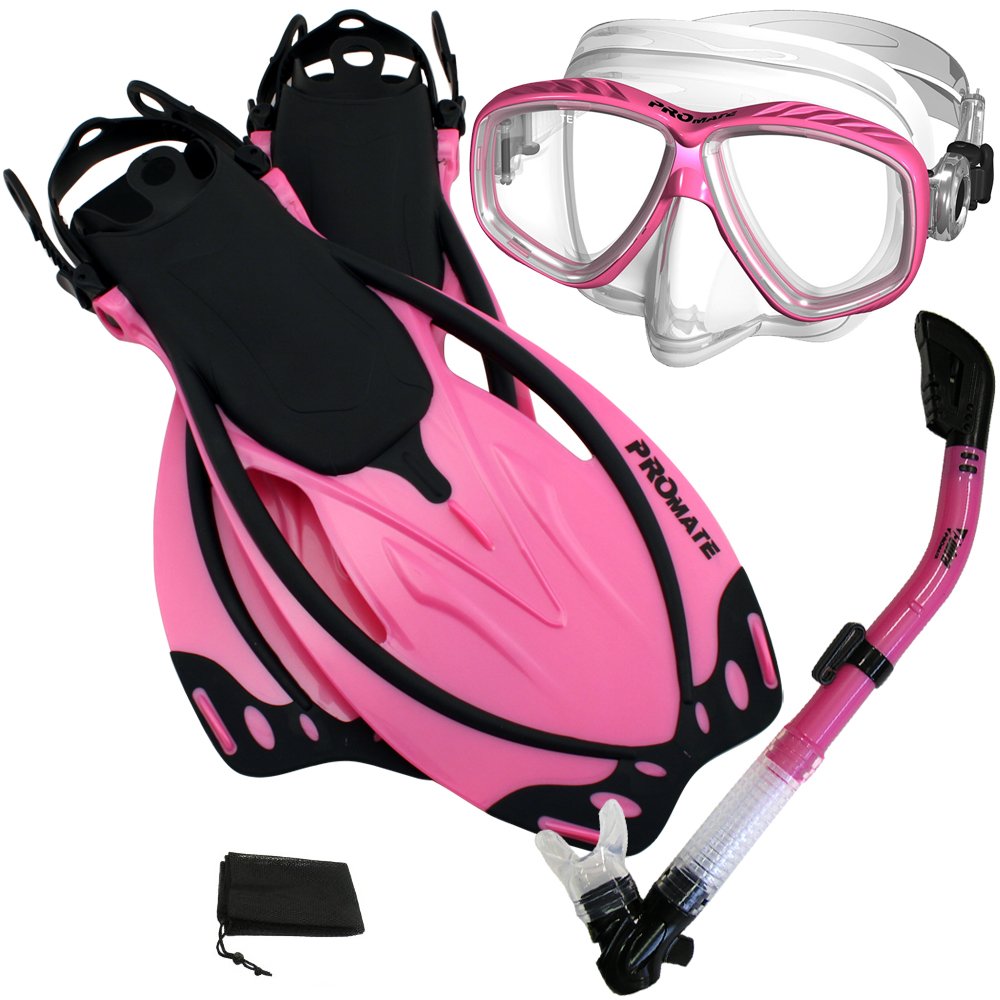 Snapklik.com : Dive Purge Mask Snorkel Fins Snorkeling Gear Set