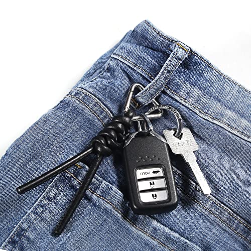 Image of Leather Key Chain Car Universal Unisex Key Chain with Removable Triangle Open Key Ring