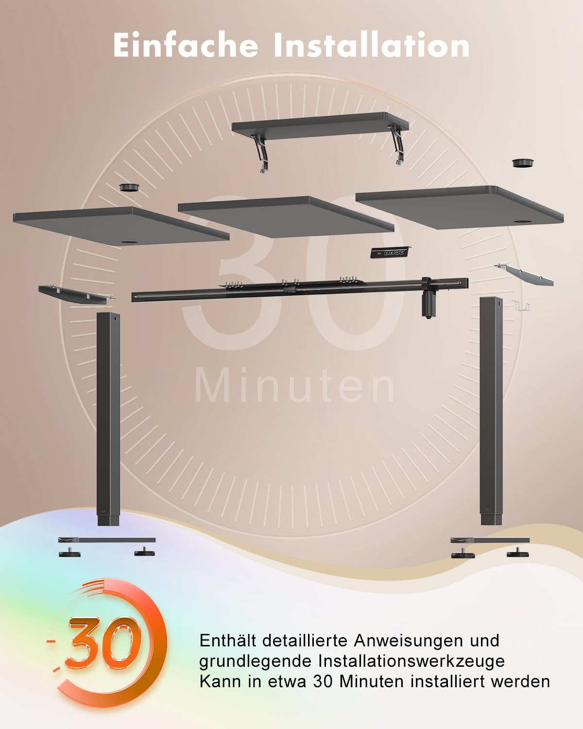 Airfish Höhenverstellbarer Schreibtisch 160 x 70cm mit Monitorständer | Schreibtisch Elektrisch mit LED Beleuchtung,Computertisch für Home Office und Gaming,Schwarz