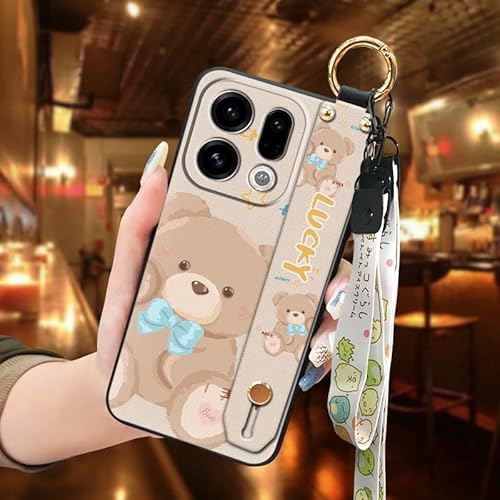 Phone Case Compatible with OPPO Find X9, Durable Lanyard Cartoon Phone Holder Dirt-resistant Soft case Wrist Strap Back Cover An