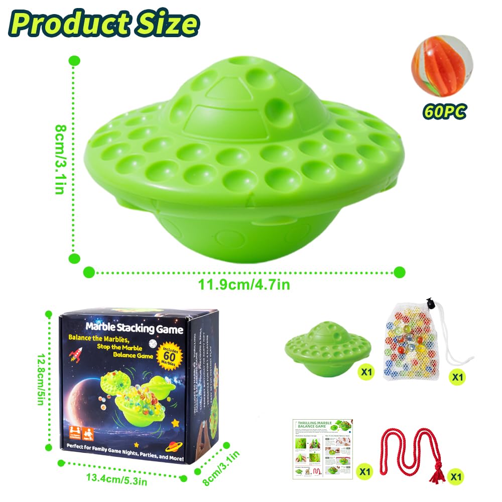 Family Game,Marble Balance Game?? – 60 Colorful Marbles with Built-in Storage | Fun Board Games for Kids & Adults | Exciting Party Game for 1-4 Players for Kids Ages 7-8-14