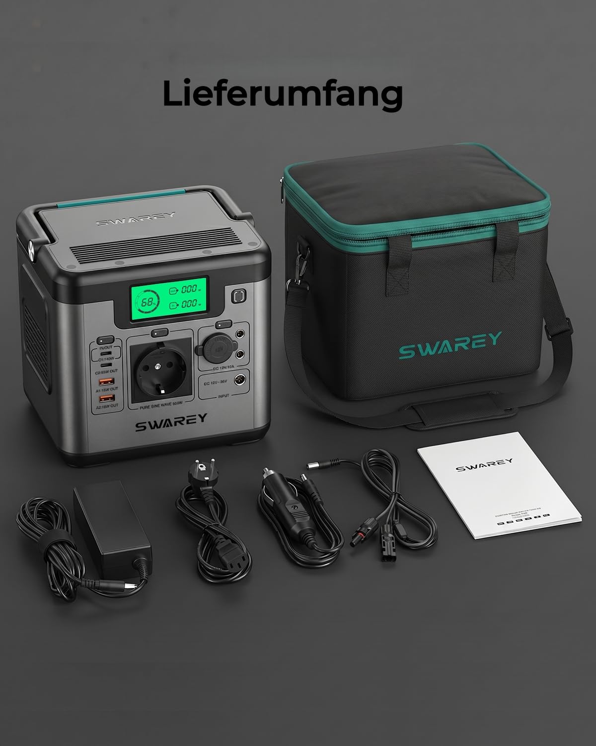Tragbare Powerstation S550, 555Wh Solargenerator mit 550W (1100W Spitze) AC, 140W Bidirektionale Schnellladung USB-C, Notstromaggregat für Outdoor Camping Wohnmobil Zuhause