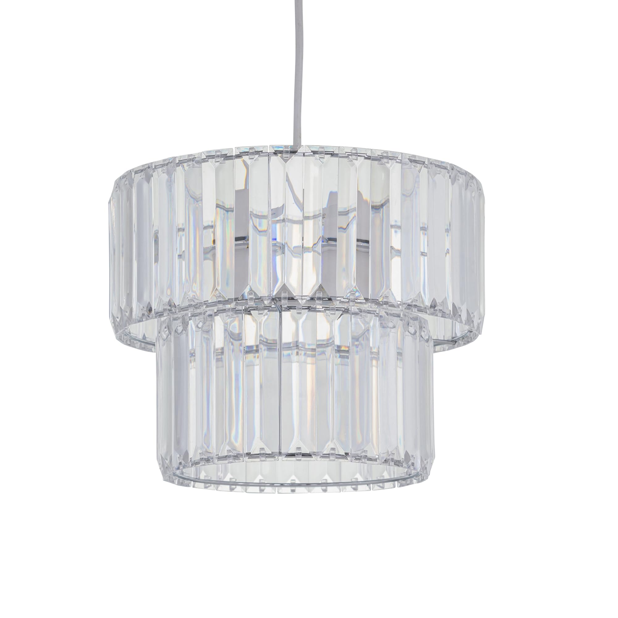 Firstchoicelighting Clear Clint - Acrylic Crystal Two Tier Easy Fit Pendant Shade