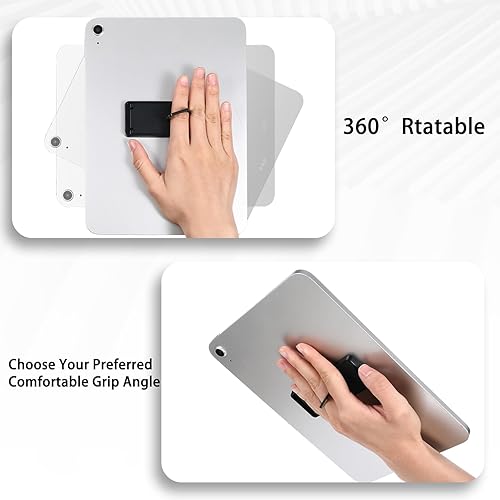 Miniatura 5 de Soporte universal para tableta, soporte de anillo ajustable, soporte de tableta negro, mango adhesivo, soporte de mano multiángulo, accesorio para