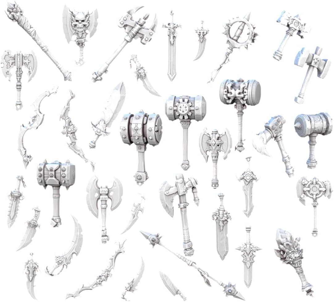 Unpainted DND Weapons Miniature Scenery, Tabletop Gaming Collectible, Fantasy World, Ideal Gift for Dungeon Masters and Collectors