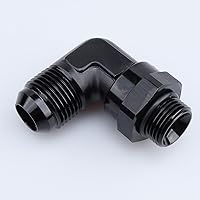 Vista 5 de AC PERFORMANCE Aluminio negro 90 grados -6 AN macho Flare a -4 AN ORB O Ring Puerto Rosca 7/16 x 20 Adaptador de montaje giratorio