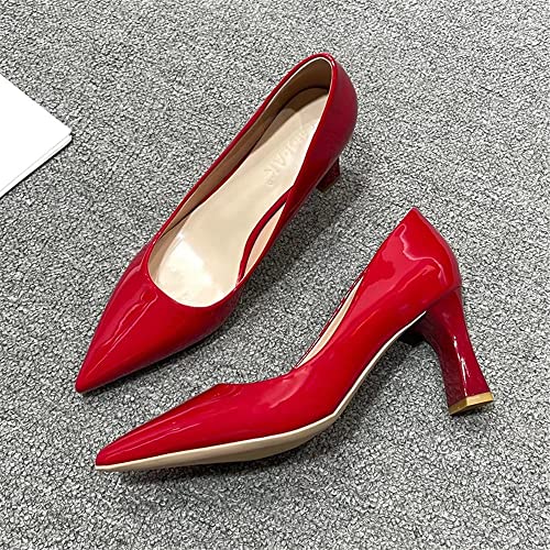 TN TANGNEST Women's Classic Closed Pointed Toe Block Heel Pumps Office Dress High Heels3