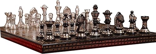 Juego de ajedrez coleccionable de latón macizo de lujo de alta calidad para adultos, piezas de juego de mesa de 14 x 14 pulgadas, juego de plata y