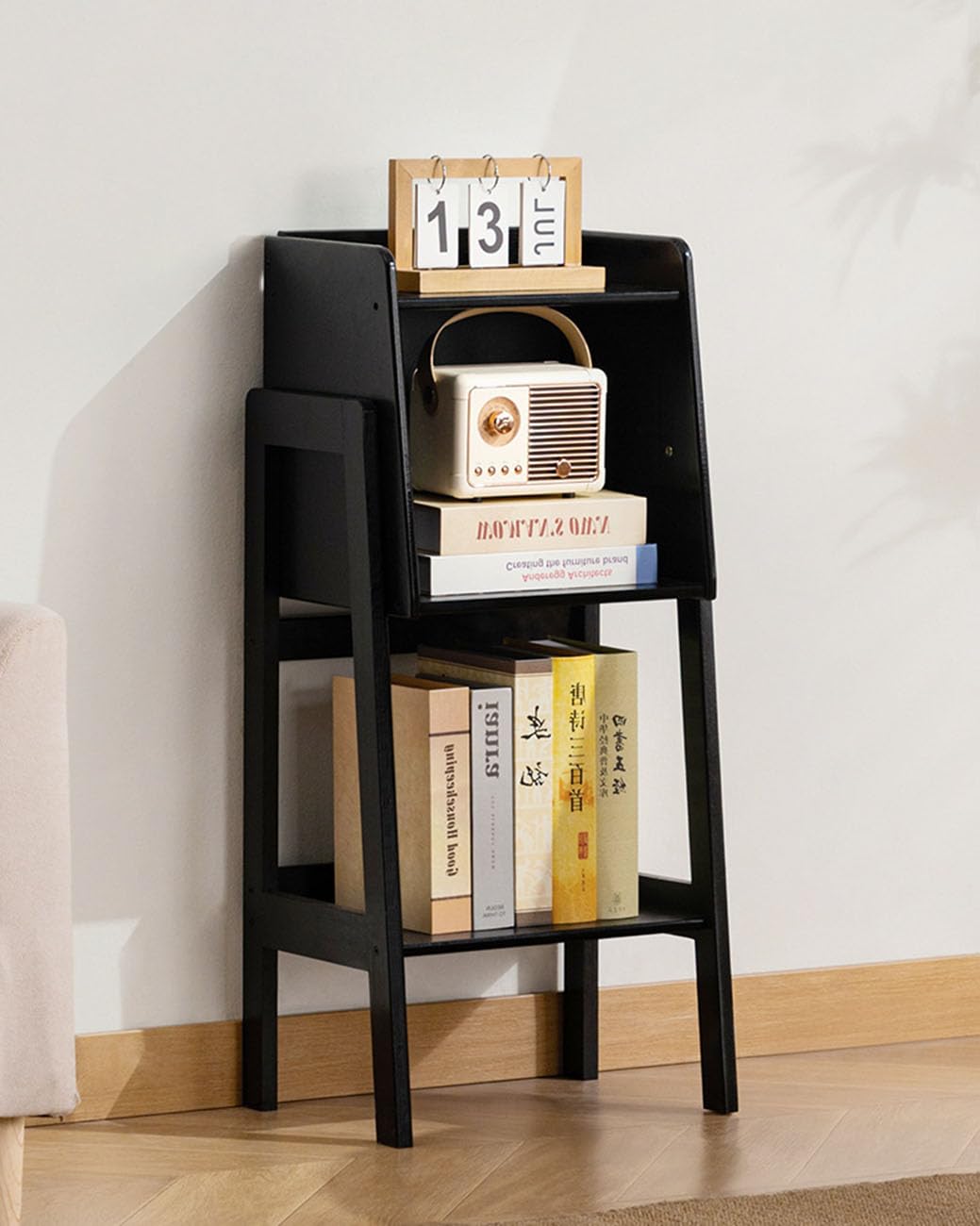 ASerZenith Bamboo Corner Shelf 3-Tier Multifunctional Storage Rack Bookshelf For Home Office Living Room - Stylish Space-Saving Solution