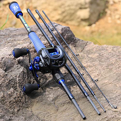 Sougayilang Fishing Reel Rod Combos Fishing Poles With Baitcasting Reel For Travel Freshwater-1.8M/5.9Ft With Right Handed Fishing Reel #TOP6