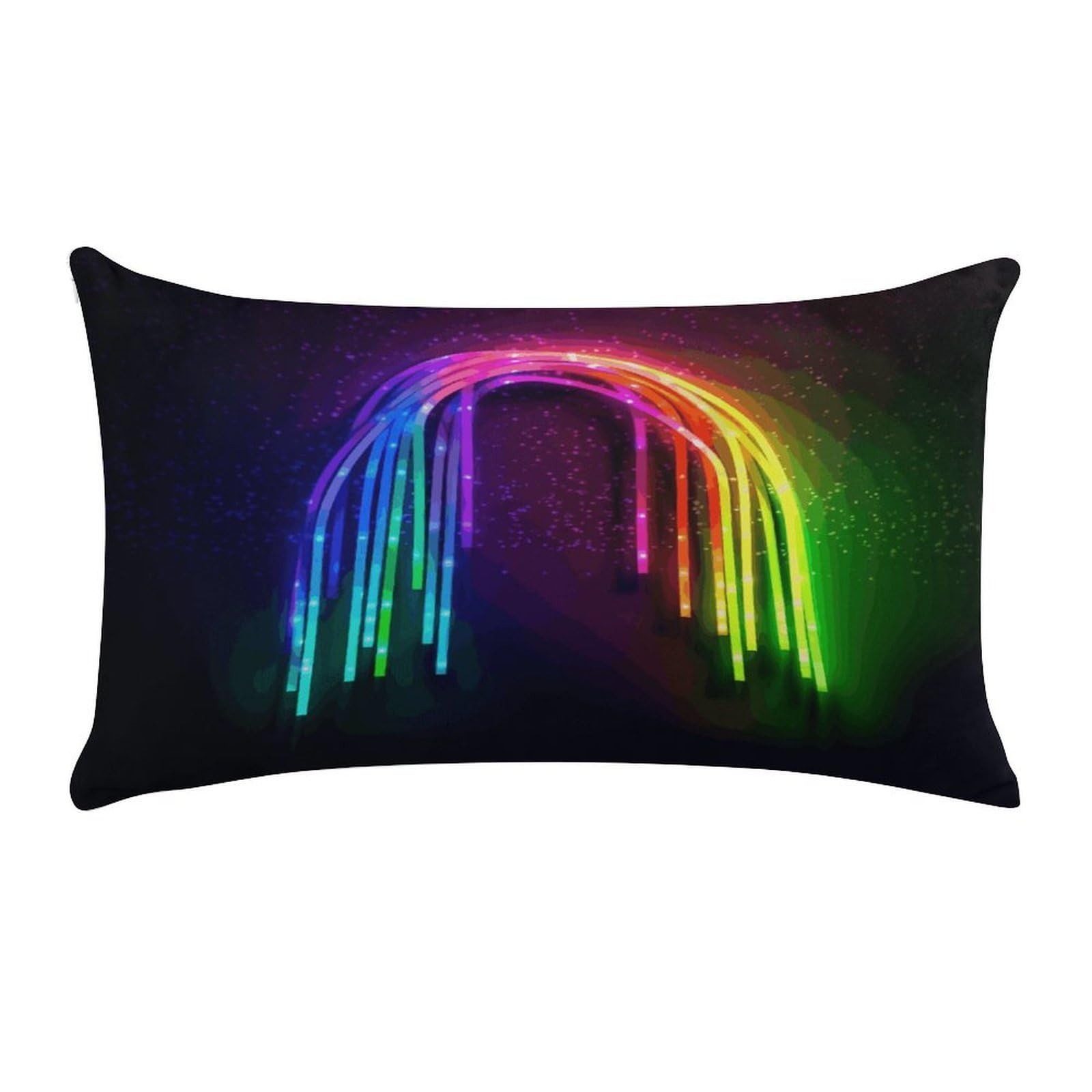 Rainbow Neon Pillow Cover Super Soft Pillowcase Luxury Cozy Fuzzy Velvet Pillow Shams Breathable Standard Pillow Cases with Zipper Wrinkle-Free Pillow Cover 12 "×20 "